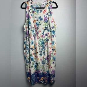 J.Jill Multicolor Floral Lightweight Pleated Sleeveless Shift Sundress size XL